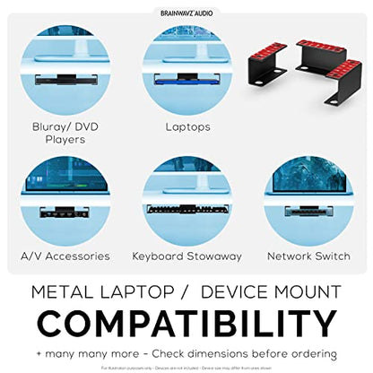 Under Desk Laptop Holder Mount For Desk, Adhesive & Screw In, Devices upto 1.5" Thick like Macbooks, Surface, Keyboard, Routers, Modems, Cable Box, Network Switch & More (Metal Black) By Brainwavz - color: Metal 1.5" Device Mount