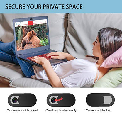 Webcam Cover, Webcam Cover Slide Compatible for Laptop, Desktop, PC, MacBook Pro, iMac, Mac mini, iPad Pro, Smartphone,Protect Your Privacy and Security,Strong Adhesive (Black)