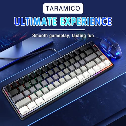 65% Gaming Keyboard, LED Backlit Mini Wired Keyboard, Ultra-Compact Anti-Ghosting No-Conflict 68 Keys Membrane Gaming Wired Keyboard for PC Laptop Windows Gamer(Gray-White) - color: Gray