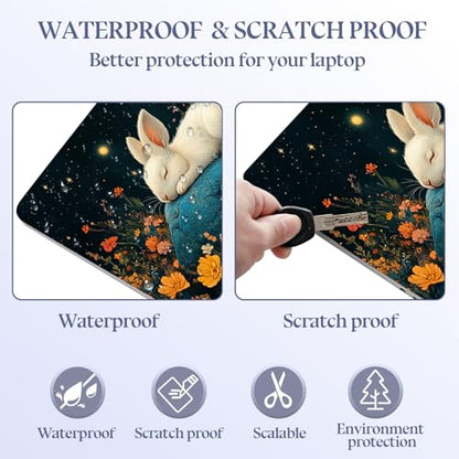 Universal Laptop Skin Sticker Decal,15.6 Inch Laptop Vinyl Cover for 13" 14" 15.6" Laptop,Scratch-Resistant Waterproof Protector Wrap,Reusable with Wrist Pads,Sleeping Bunny in Starry Meadow - color: Sleeping Bunny in Starry Meadow