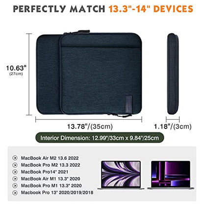 MoKo 13.3-14 Inch Laptop Sleeve Bag Carrying Case with Accessory Pocket | Fits MacBook Pro 14-inch M3/M2, MacBook Pro 13-inch M2/M1, MacBook Air 13.6-inch M2 and Surface Pro 9/8 13-inch, Indigo - color: Indigo, size: 13.3-14 Inch