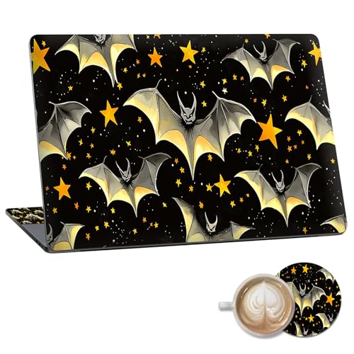 Laptop Skin Sticker Decal 15.6 Inch,12 13 13.3 14 15 15.6 in Laptop Netbook Skins for Notebook,Art Decal Removable Waterproof Scratch Resistant,Universal Vinyl Cover,Black Golden Bat - color: Black Golden Bat