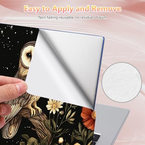 Laptop Skin Sticker Decal 12" 13" 13.3" 14" 15" 15.6",Waterproof Scratch Resistant Vinyl,Reusable Easy to Apply,for MacBook HP Dell Notebooks Netbooks Laptop,2 Wrist Pads,Cute Owl Floral - color: Cute Owl Floral