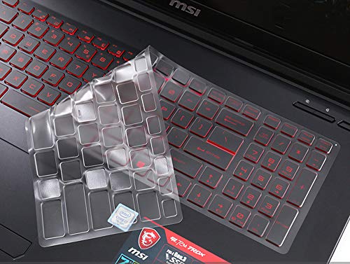 Clear Keyboard Cover Compatible for 15.6 inch MSI Gaming Laptop GS70 GP62 GL62M GT62VR GF62VR GE63VR GS63VR WS60 WS63VR, 17.3 inch MSI GL72M GF72VR GV72 GP72 GS73 GS73VR GT73VR GE72 GV72 GT72 - color: Transparent