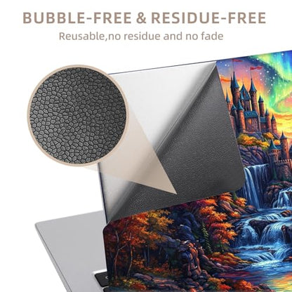 Universal Laptop Skin Sticker for 12/13/14/15.6 Inch Laptops, Reusable Vinyl Laptop Decal Cover, Waterproof Scratch Resistant Notebook Skin with 2 Wrist Pads,Colorful Castle - color: Colorful Castle