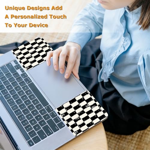 Universal Laptop Skin Sticker with 2 Wrist Pad Decals, 3-Piece Removable Vinyl Laptop Cover, Black and White Checkered Waterproof Anti-Scratch, Easy-Trim Fit for 13.3" 14" 15.6" Laptops - color: Black and White Checkered