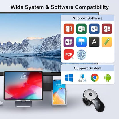 SANWA 2 in 1 Ring Mouse, 2-Device Switch, Wireless Presentation Clicker | Portable Mini Wearable Mouse, 800 DPI, Rechargeable Handheld Remote Mice, Compatible for PC, Laptop, Mac, Tablet, e-Book