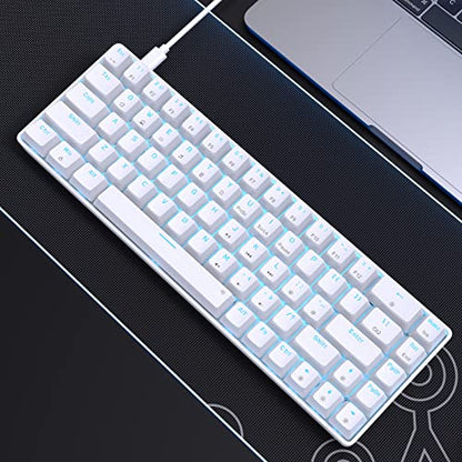 DIERYA T68SE 60% Gaming Mechanical Keyboard,Ultra Compact Mini 68 Key with Brown Switch Wired Keyboard,Anti-Ghosting Keys, for Windows Laptops and PC Gamers,White - color: White/Brown Switch, size: Wired