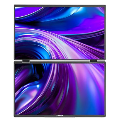 SideTrak Solo Book 15.6" Foldable Dual Screen Portable Monitor - FHD Portable Stacked Monitor, External Display for Laptop, Extender with Stacked Dual Monitors for Mac, PC, and Chromebook