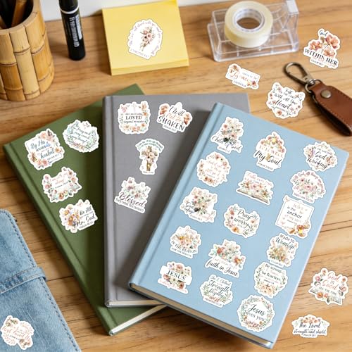 Boho Bible Verse Stickers - 100 Pcs Flower Christian Water Bottle Stickers, Holographic Waterproof Scrapbook Sticker, Vinyl Decals for Luggage Laptop Journal - style: Boho Bible
