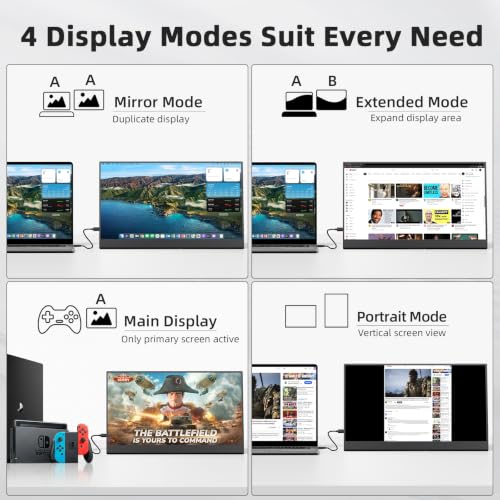 15.6'' Portable Monitor Touchscreen 10 Point 1080P IPS External Touchscreen Monitor for Laptop, USB-C HDMI Second Portable Screen Travel Monitor with 2 Speakers VESA for Mac Window PC Phone PS5（Touch）
