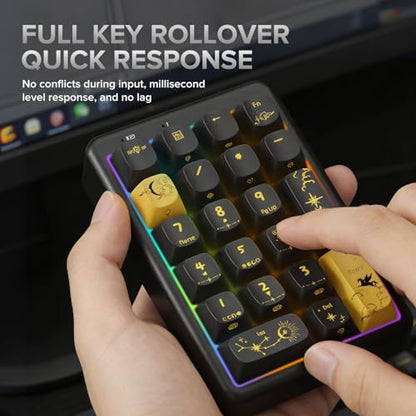 Wireless Number Pad Keyboard Mechanical Numpad Numeric Keypad for Laptop | Bluetooth Creamy 10 Key RGB Portable Cute Financial Accounting Rechargeable for Windows, PC, BT5.0/2.4G, Black S21 - color: Black