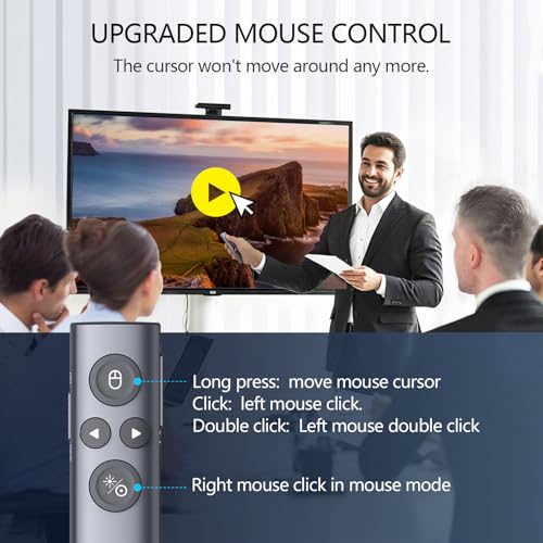 Norwii N95s Presentation Clicker for PowerPoint with Digital Laser Pointer | ①Magnify/Highlight/Air Mouse②TV Screen & Projector③OLED Battery Level Display④Vibration Countdown reminder⑤USB-C Rechargeable - color: Green - BLE&USB-A