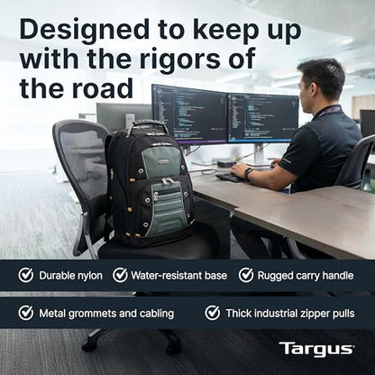 Targus Drifter II Laptop Backpack, Black/Gray – Backpack for Men for Business and Travel, Durable Water-Resistant Material, Fits up to 17" Laptops (TSB239US)