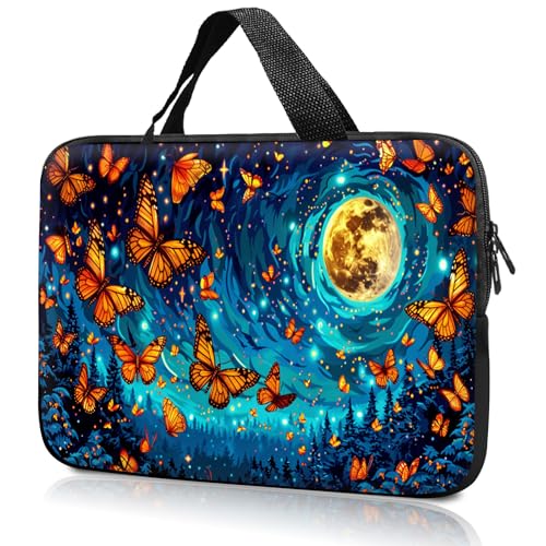 14" 15" Laptop Handle Bag Computer Bag,14.2" 15.4 inch Pouch Holder Notebook Sleeve Cover Compatible for Dell,Lenovo,Toshiba HP, Asus Notebook Messenger Briefcase-A Bunch of Butterflies Moon - color: A Bunch of Butterflies Moon