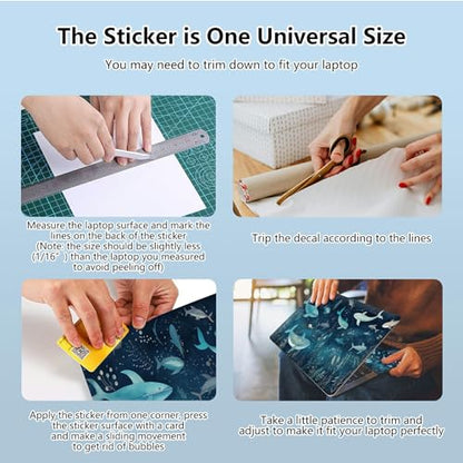 Universal Laptop Skin Sticker with 2 Wrist Pad Skins, Waterproof Scratch Resistant Vinyl Laptop Cover Decal, Cut to Fit for 11–15.6 Inch MacBook HP Dell Lenovo, Deep Sea Whale - color: Deep Sea Whale