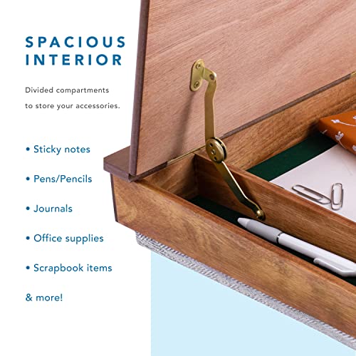 LAPGEAR Schoolhouse Lap Desk - Natural Acacia Wood, Built-in Storage - color: Natural