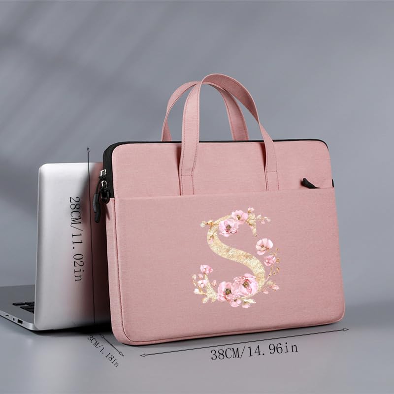 Computer Bag For Men & Women, With Initial Laptop Bag,14/15inches Messenger bag For Office、Business、Travel、School - color: Pk-s