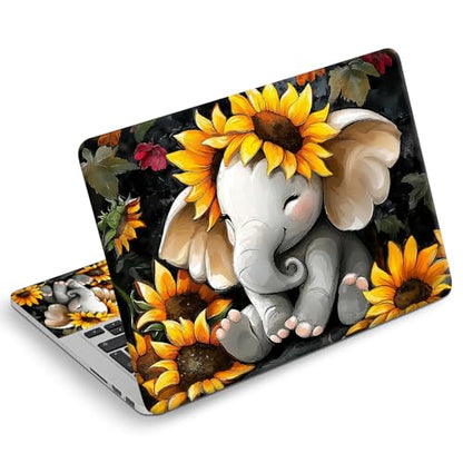 Universal Laptop Skin Sticker Decal, Compatible with MacBook HP Dell Lenovo 12"-15.6", Reusable Vinyl Notebook Cover 3PCS Set, High-Recognition Film-Sunflower Baby Elephant - color: Sunflower Baby Elephant
