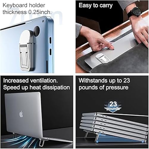 Portable Invisible Laptop Stand for Lenovo ThinkPad Ideapad Yoga Flex Chromebook Legion V Series Laptop，Aluminum Alloy Mini Foldable Self-Adhesive Laptop Stand with 2 Adjustable Angles for Desk