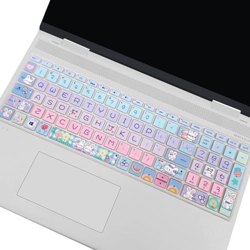 Keyboard Cover for HP Envy x360 15m-bp/bq /2020 2019 HP Pavilion 15/ HP Pavilion x360 15.6” Series/HP Envy 17 17.3" Series/HP Laptop 15t 17t 17-ca0011nr 17-by0040nr, Cute Bunny - color: Cute Bunny