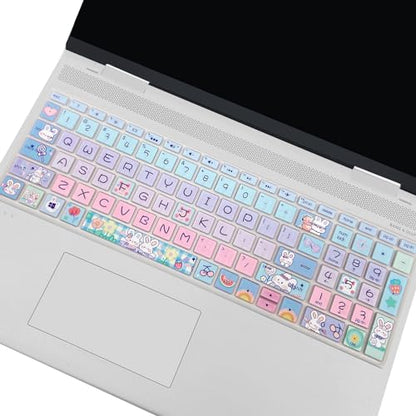 Keyboard Cover for HP Envy x360 15m-bp/bq /2020 2019 HP Pavilion 15/ HP Pavilion x360 15.6” Series/HP Envy 17 17.3" Series/HP Laptop 15t 17t 17-ca0011nr 17-by0040nr, Cute Bunny - color: Cute Bunny