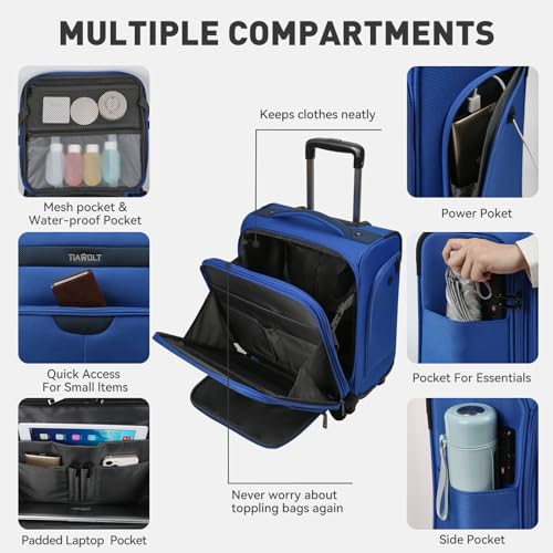 16 Inch Underseat Carry on Luggage With Wheels Weekender Overnight Business Travel Bag Suit cases Mini Suitcases with Wheels Under Seat Bag for Airlines,Blue - color: Blue, size: Underseat 16 inch
