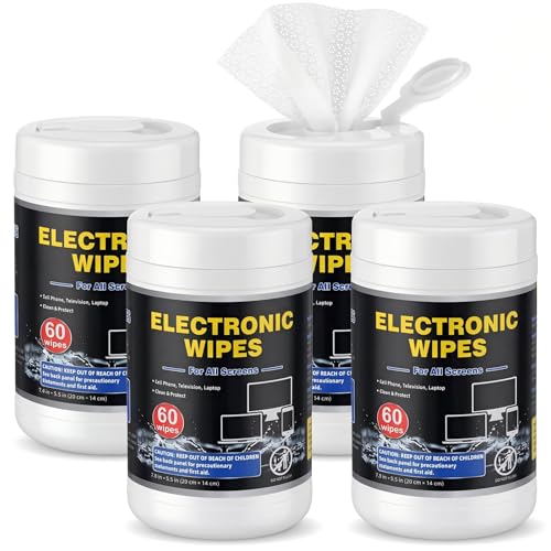 Threlaco 4 Pack 240 Count Electronic Wipes Screen Cleaner Wipes for Computer Laptop Monitor Lens Phone TV Screens Keyboard Cleaning (Simple Style) - size: Simple Style