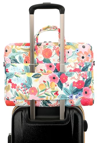 Laptop Shoulder Bag15.6inch women men Waterproof 16inch Computer Bags Women Business Office Work Bag Briefcase 14 inch case - color: Garden Rose