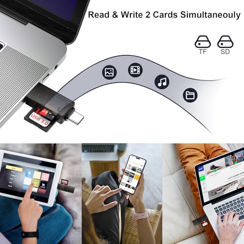 SD Card Reader for iPhone 17e/17/16e/16 Pro Max/Plus/15,Samsung S26 S25 S24,iPad,Laptop,PC,MacBook, USB 3.0 Dual Slots USB C to Micro SD Card Adapter Memory Card Reader for SD/Micro SD/SDHC/SDXC/MMC