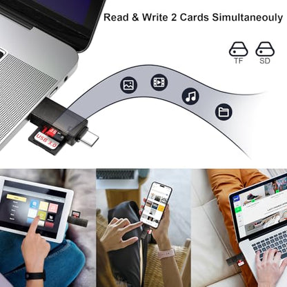 SD Card Reader for iPhone 17e/17/16e/16 Pro Max/Plus/15,Samsung S26 S25 S24,iPad,Laptop,PC,MacBook, USB 3.0 Dual Slots USB C to Micro SD Card Adapter Memory Card Reader for SD/Micro SD/SDHC/SDXC/MMC