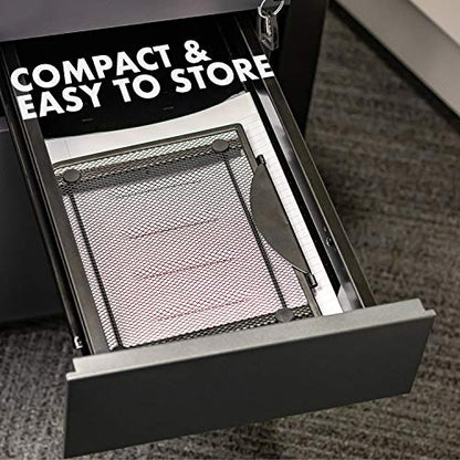 Laptop Computer Portable Mesh Stand, Adjustable Angle Well-Ventilated Ergonomic Desktop Holder, Foldable, Lightweight & Flexible Tray Mount Universal Compatible Laptop/Notebook/Macbook/Tablet (Black)