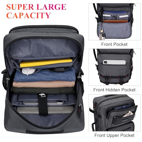 WITZMAN Travel Backpack for Men Duffle Bags Fits 17 Inch Laptop | Nylon Water-resistant 3-in-1 Carry on Backpack Airline Approved, Large Convertible Overnight Rucksack, B685 Silvery Grey - color: Silvery Grey