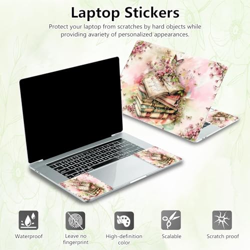 Laptop Skin Sticker Decal, Universal Reusable Vinyl Laptop Cover for 12" 13" 13.3" 14" 15" 15.4" 15.6" Notebook PC, Waterproof Scratch-Resistant with 2 Wrist Pads, Easy to Apply & Remove,Art Books - color: Art Books