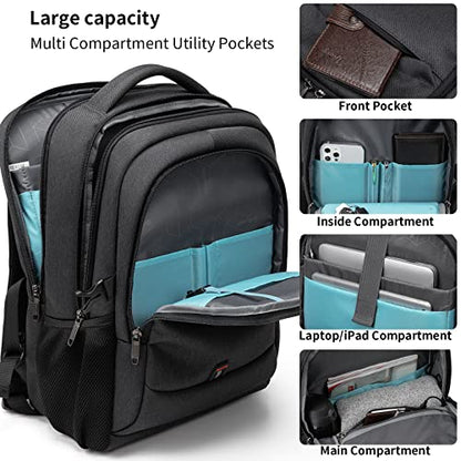 17 Inch Laptop Backpack for Travel Water Resistant College Backpack for Men/Women Laptop Bag with USB Charging Port and clear Cosmetic Toiletry Bag, Black - color: Backpack With Clear Cosmetic Toiletry Bag