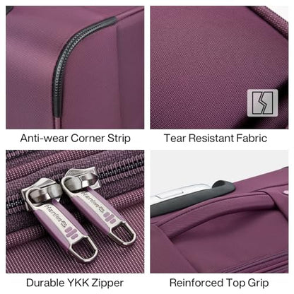 Hanke 24 Inch Luggage Expandable Softside Checked Suitcases with Spinner Wheels, Upright Rolling Luggage Suitcases Travel TSA Luggage Bag for Women Men(Purple) - color: Purple, size: 24 Inch Checked in