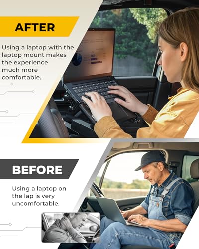 Truck Laptop Mount Fit for 2024 2025 2026 Toyota Tacoma Computer Mount Stand Holder Desk Tablet Holder Accessories, for Passenger Seat Fit Laptop Up to 17"