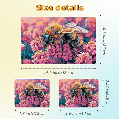 Universal Laptop Skin Sticker with 2 Wrist Pad Decals, 3-Piece Removable Vinyl Laptop Cover, Bee Pink Flower Waterproof Anti-Scratch, Easy-Trim Fit for 13.3" 14" 15.6" Laptops - color: Bee Pink Flowers