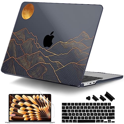 DONGKE for MacBook Air 13 Inch Case M5 2026 M4 2025 M3 M2 2024-2022 A3449 A3240 A3113 A2681, Plastic Hard Shell & Keyboard Cover & Screen Film for MacBook Air 13.6 Inch Case - Abstract Mountain - color: Abstract Mountain X692