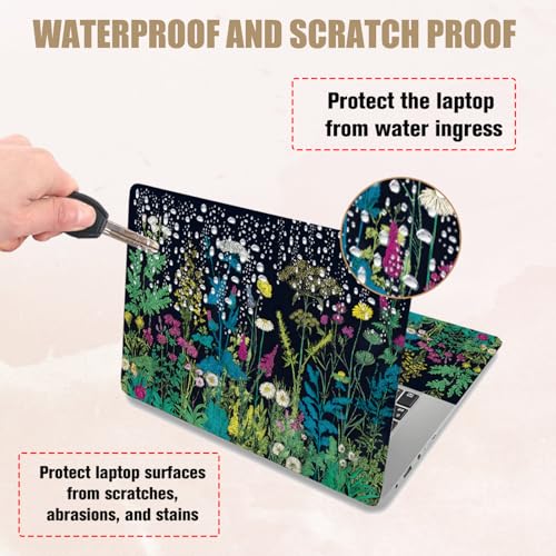 PLIGREAT 15 Inches Wildflowers in The Dark Laptop Sticker Decals, Creative Art Design Laptop Skin Stickers Fits 12" to 15" Laptops Universal Waterproof Removable Notebook Art Protector, Yellow Blue - color: Yellow Blue