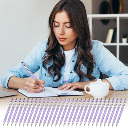 Zonon 38 Pieces Rubberized Ballpoint Pen with Stylus Tip Stylish Metal Pen Capacitive Styli with Soft Rubberized Grip, Black Ink for Most Devices(Purple) - color: Purple