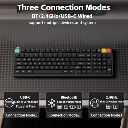 NuPhy Node100 Wireless Mechanical Keyboard, Hot Swappable Custom Low Profile Keyboard, 103 Keys Computer Gaming Keyboards, Supports Touch Gestures, PBT Keycaps, RGB Backlit, Bluetooth/2.4GHz/USB-C - color: Gray, size: Low-profile Brown Nano Switch