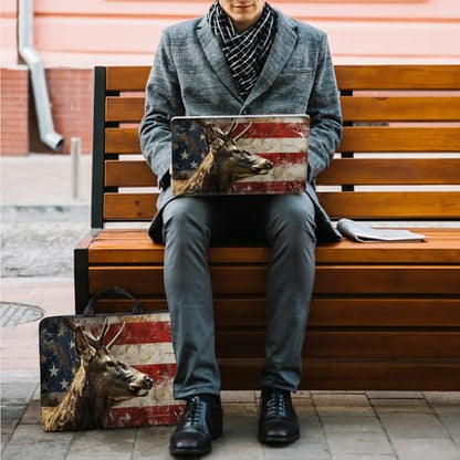 10 inch Laptop Sleeve with Laptop Skin Sticker Set – Slim Protective Case with Smooth Zipper, Lightweight Tablet & Notebook Sleeve for Travel & Daily Carry, Deer Flags - color: Deer Flag, size: 10 inch