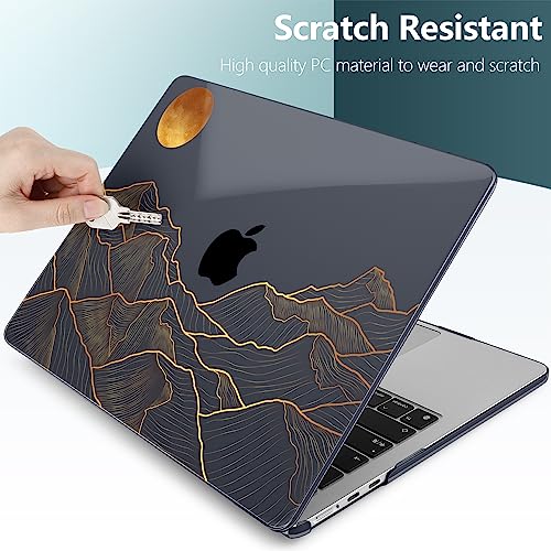 DONGKE for MacBook Air 13 Inch Case M5 2026 M4 2025 M3 M2 2024-2022 A3449 A3240 A3113 A2681, Plastic Hard Shell & Keyboard Cover & Screen Film for MacBook Air 13.6 Inch Case - Abstract Mountain - color: Abstract Mountain X692