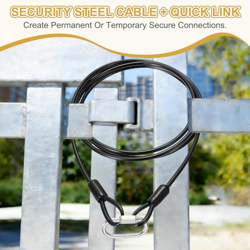 PATIKIL Security Cable Lock (3/16" Dia 6.6ft, Black)(5 Set) Vinyl Coated 304 Stainless Steel Double Loop Flexible Wire Rope Safety Cable with Quick Links Locking Connectors - color: Black, size: 3/16" x 6.6ft