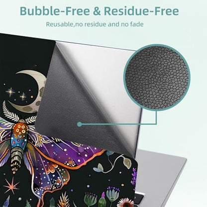 Universal Laptop Skin Decal, 3-Piece Vinyl Protector for 12 13 14 15.6" Notebook, Waterproof Anti-Scratch, Easy Trim & Bubble-Free Finish, Mystical Moth - color: Mystical Moth