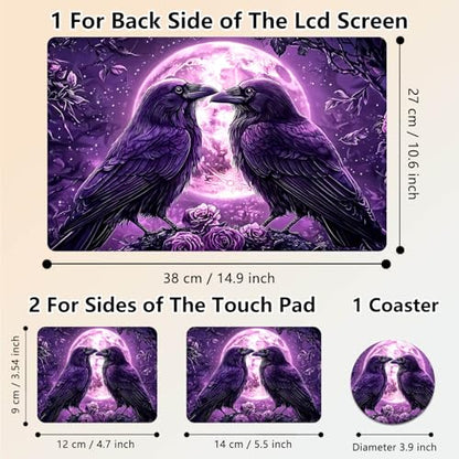 Laptop Skin Sticker Decal 15.6 Inch,12 13 13.3 14 15 15.6 in Laptop Netbook Skins for Notebook,Art Decal Removable Waterproof Scratch Resistant,Universal Vinyl Cover,Crow Moon Purple - color: Crow Moon Purple