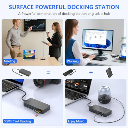 Surface Thunderbolt 4 Docking Station, Triple Display via HDMI, VGA & DP with Power Adapter, Surface Dock Compatible with Surface Pro 12/11/10/9/8/X/7 & Surface Laptop 5/4/3, Surface Go, Studio