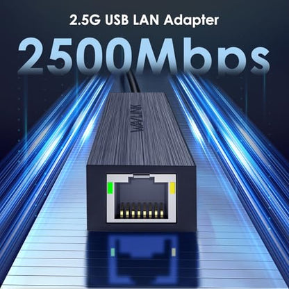 USB C to Ethernet Adapter 2.5G,WAVLINK LAN Adapter,Supports USB Type-A/C | ABS Plastic, lightweight, Compatible with Laptop, MacBook, XPS, iPad Pro, CAT6 cable & USB3.1 Required