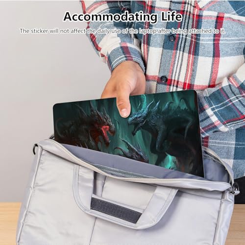 Universal Laptop Skin Sticker with 2 Wrist Pad Skins, Waterproof Scratch Resistant Vinyl Laptop Cover Decal, Cut to Fit for 11–15.6 Inch MacBook HP Dell Lenovo, Fierce Dragon - color: Fierce Dragon